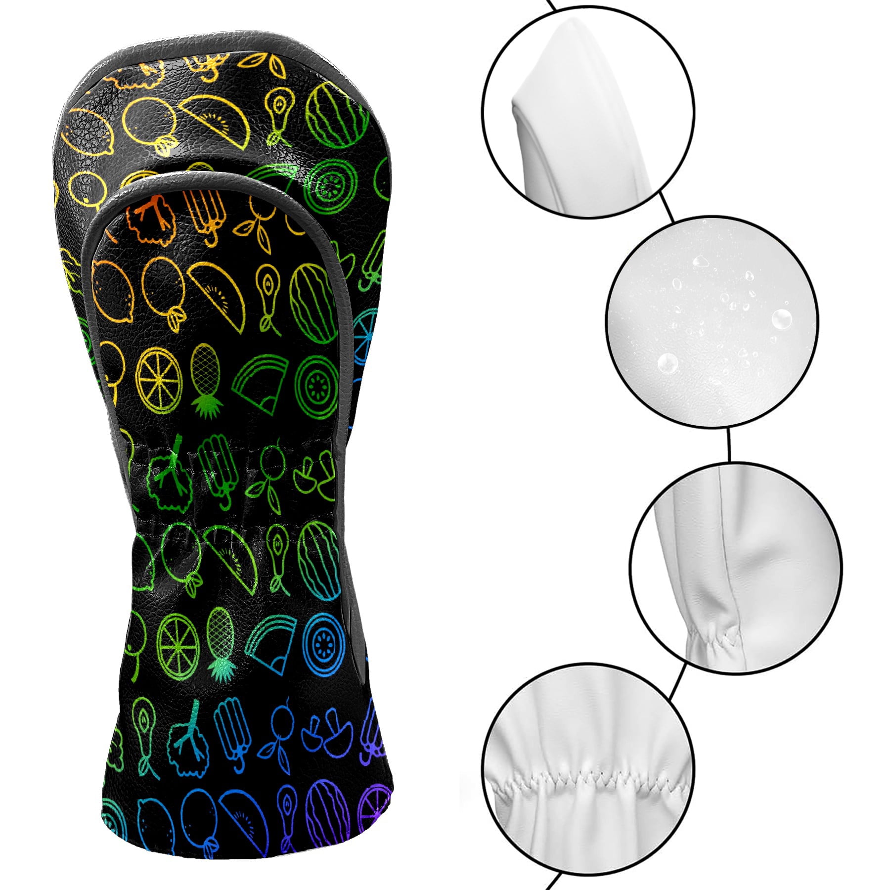 Golf Club Head Cover Waterproof Leather Golf Accessories HeadCovers Set Driver Headcover for Women Men Fruits