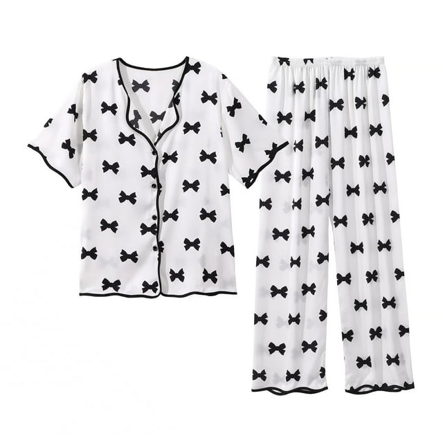 Weiqiqre Ensemble de Pyjama pour Femmes Ensemble de Pyjama Classique en Satin Pyjama Soyeux Manches Longues Boutonné devant