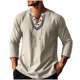 thumbnail image 1 of pstuiky camisetas de manga larga para hombre, Camiseta informal de manga larga con cuello redondo y bordado, con hombros descubiertos y lazo en el pecho, para hombre camisetas de hombre s, 1 of 8