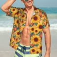 thumbnail image 7 of Sikiie Diamond Bohemian Sunflower Print Men's Hawaiian Shirt, Summer Beach Button Pocket Short Sleeve T-Shirt,3X-Large, 7 of 7