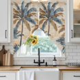 thumbnail image 3 of Navy Blue Brown Kitchen Window Curtains, Swag Curtains Valance for Bedroom Living Room Bathroom, Tropical Botanical Palm Leaves Retro Rod Pocket Window Treatment Curtain Block Drapes 2 Panels 36"x63", 3 of 7