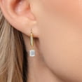thumbnail image 3 of Gem Stone King 10K Yellow Gold Lab Grown Diamond Dangle Earrings for Women | 1.40 Cttw | Gemstone April Birthstone | DEF Color | VVS-VS Clarity | Emerald Cut 6X4MM, 3 of 6