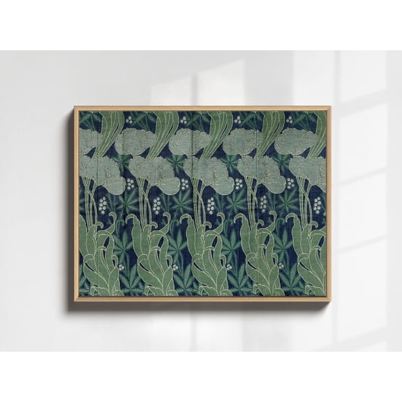 Sage Green Vintage Tapestry Wall Art, Antique Floral Textile, Art Nouveau , Flower Pattern Poster, French Country Cottagecore Decor, Stretched Canvas Size 16x24