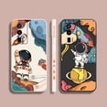 thumbnail image 2 of Case For Redmi K60E K50 K40S K40 K30 K20 10C 9 8A 8 Pro 4G 5G Colour Simple Liquid silicone Case Cute Cartoon Spaceman Astronaut, 2 of 5