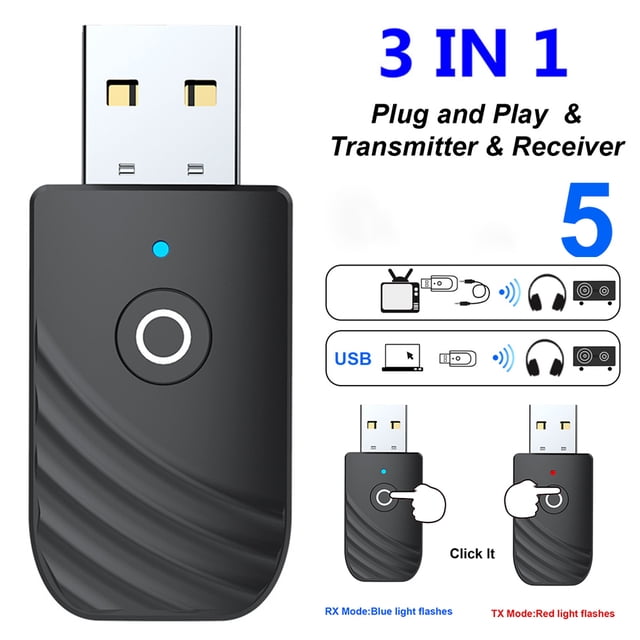 Transmisor Receptor, Transmisor 3 en 1 Receptor Bluetooth Transmisor Audio Adaptador Bluetooth Diseño de Clase Mundial