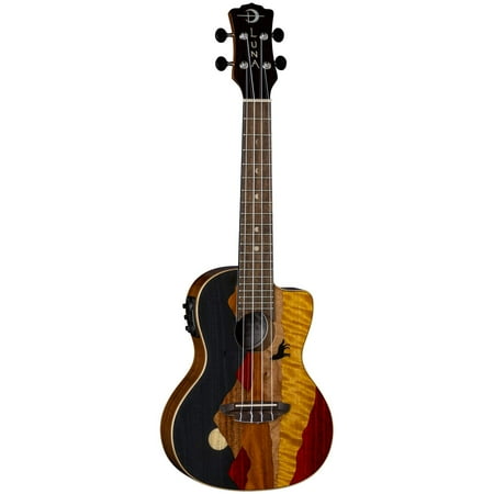 Luna Guitars Vista Wolf, 4-String Concert Acoustic/Electric Ukulele, Black, 3.14 lb