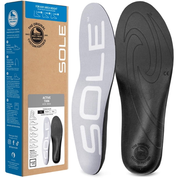 Plantillas SOLE Active, delgado, soporte ortopédico para arco, talla 10/12