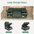 thumbnail image 4 of HONBAY 101.4” U-Shaped Corduroy Sectional Modular Sleeper Sofa with Pull-Out Bed and Hidden Storage, Green, 4 of 8