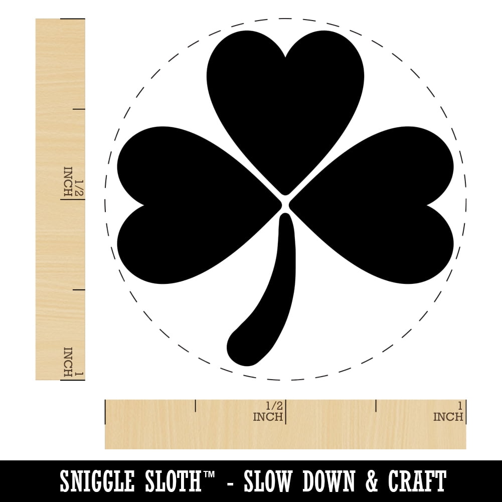 Three Leaf Clover Shamrock Self-Inking Rubber Stamp Ink Stamper - Orange Ink - Medium 1 Inch