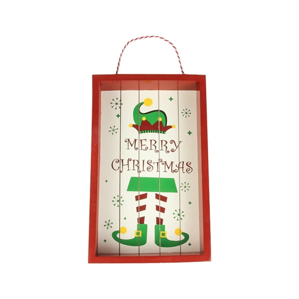 Hot6sl Ofertas Del Día Adornos Navideños Árbol de Navidad de Madera Colgante Placa de Puerta Navideña Colgante de Puerta