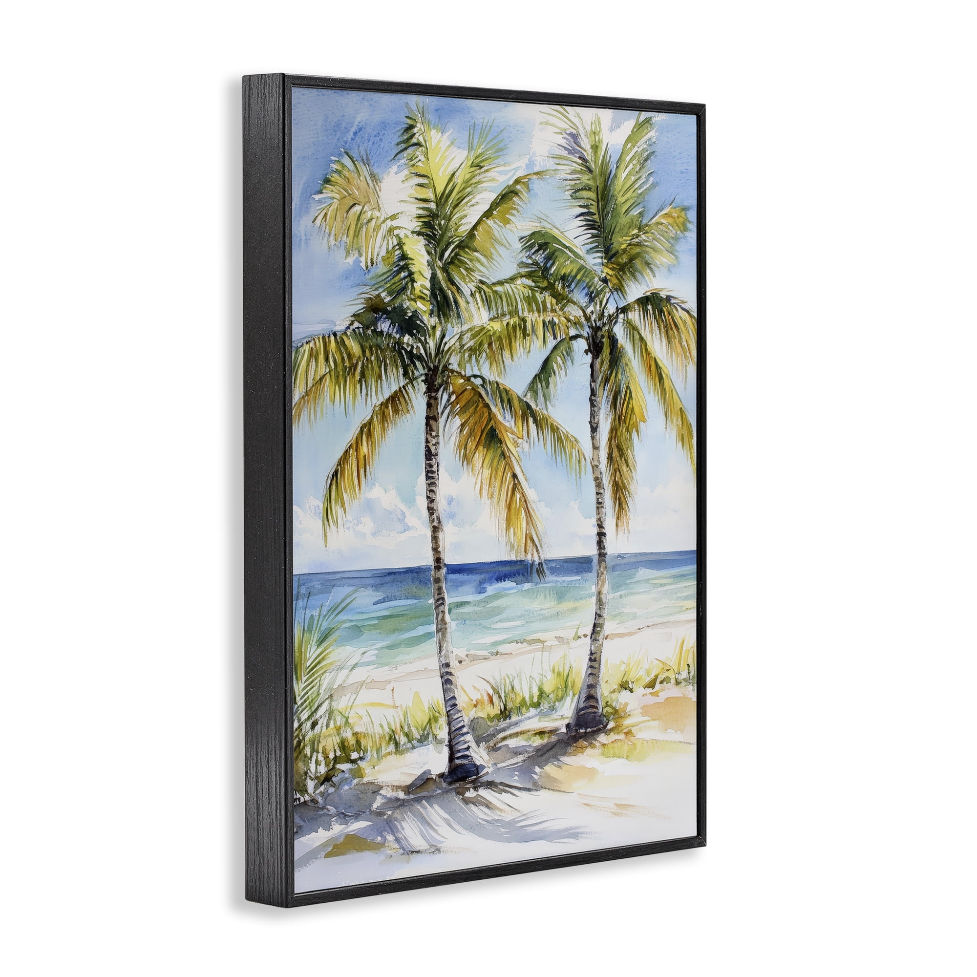 Stupell Industries Sandy Palms Duo Ocean View Black Framed Giclee Art, design by Petal Prints Design