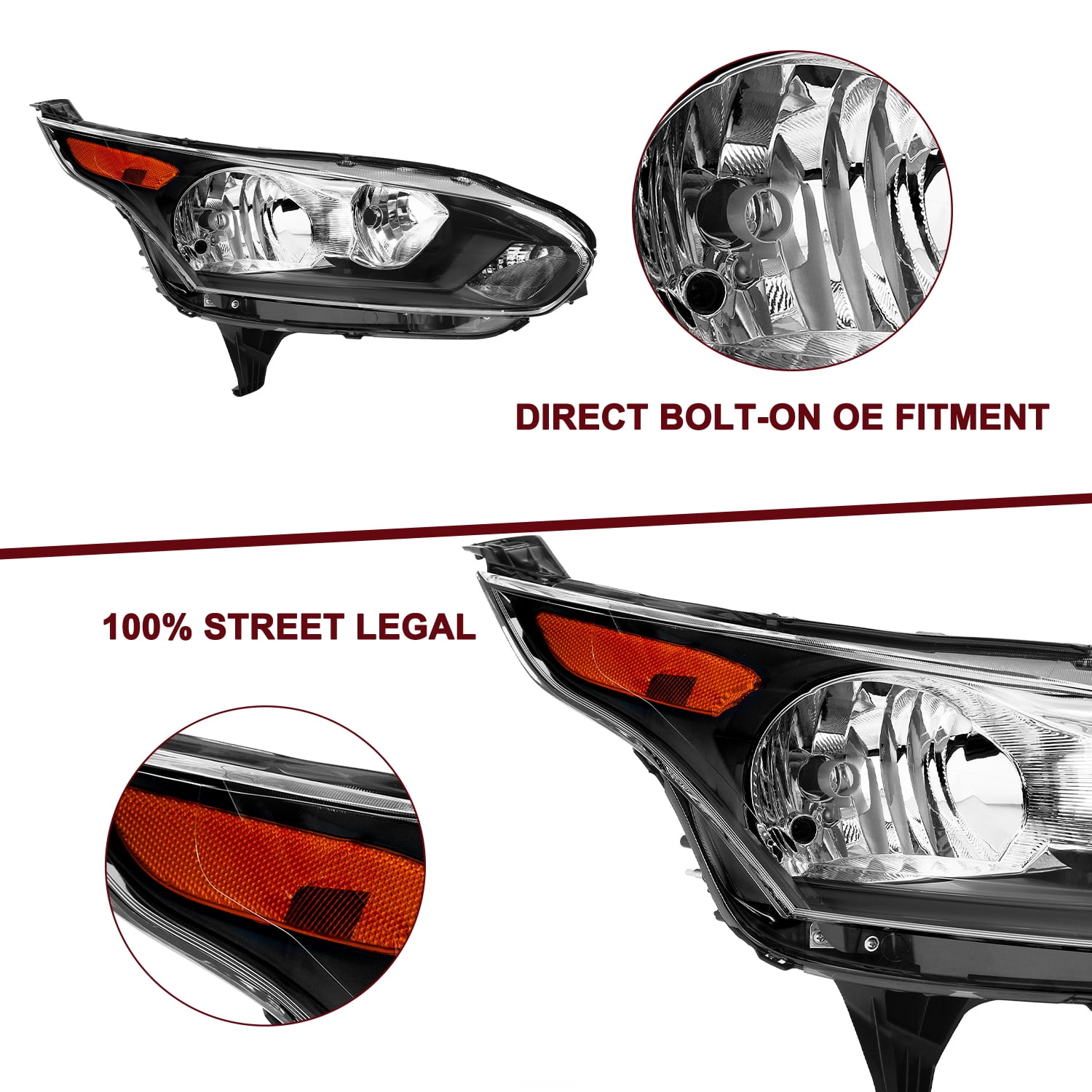 Fit 2014-2018 Ford Transit Connect Halogen Passenger Headlight Headlamp