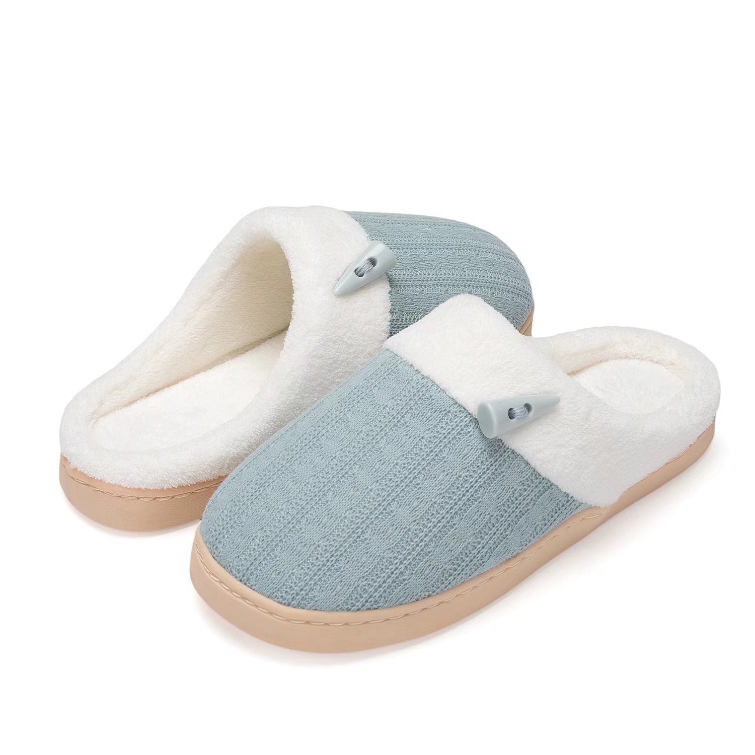 Women Blue and Gray Two Tone Memory Foam Comfy Indoor Outdoor Slippers Size 7-8 