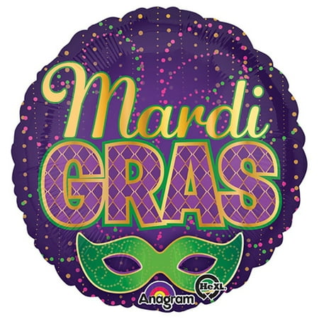 18 inch Mardi Gras Confetti Foil Mylar Balloon - Party Supplies Decorations