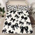 thumbnail image 2 of jejeloiu Cartoon Bow Tie Twin Sheet Sets,Kawaii Bowknot Print Twin Fitted Sheet,Black Bowtie Flat Sheet For Girls Kids,Microfiber Bedroom Decor,3 Pieces, 2 of 7