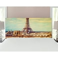 thumbnail image 1 of Eiffel Tower Headboard, Eiffel Tower Historic Vintage Cityscape Famous Monument Urban Art, Upholstered Decorative Metal Bed Headboard with Memory Foam, Full Size, Almond Green Yellow, by Ambesonne, 1 of 4
