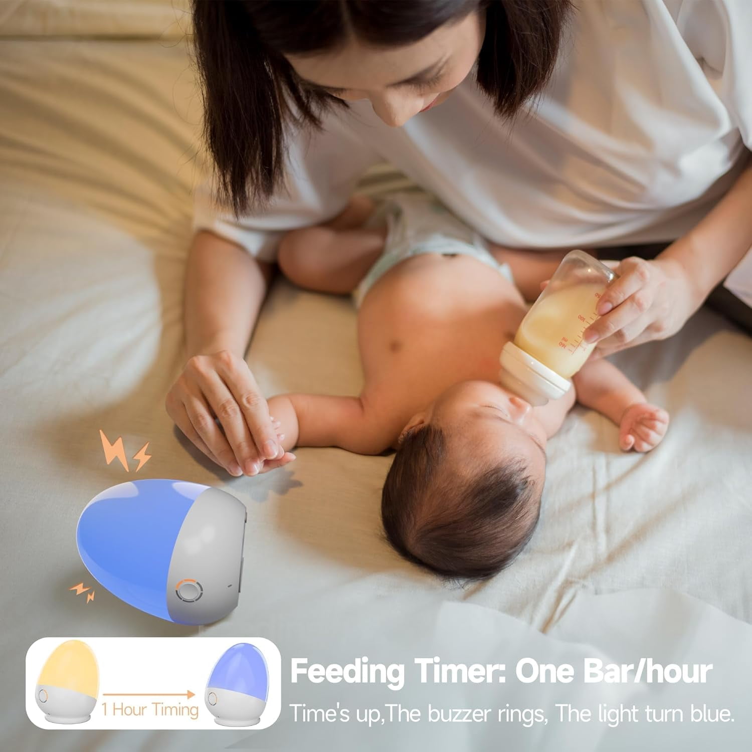 Touch Egg for Baby Nursery, Rechargeable Portable Kids Nightlight Lamp with 1-6H Feeding Timer, 3 Color Temperatures Dimmable, Ideal for New Moms of Toddlers
