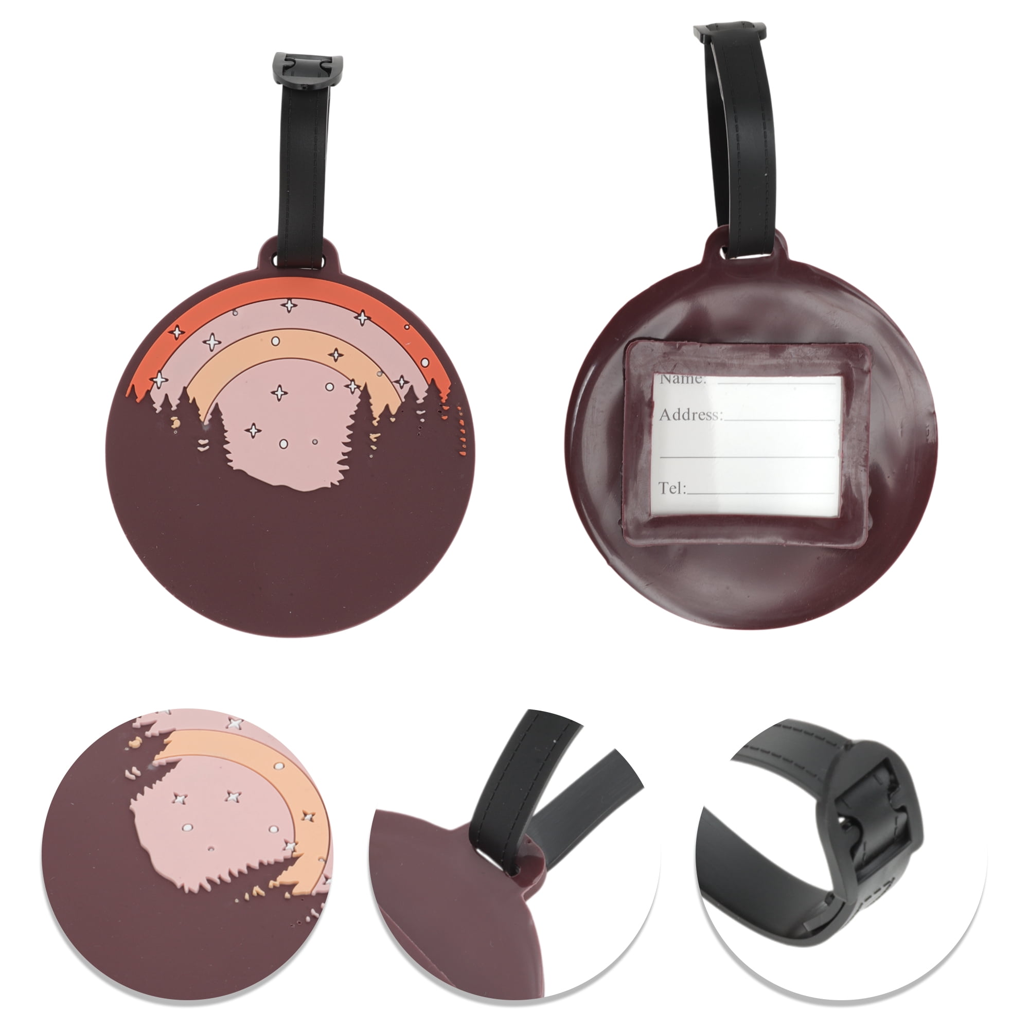 Unique Bargains 1 Pc Rainbow Starry Sky Luggage Tag for Travelling Pink