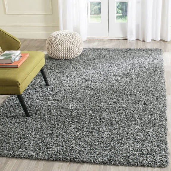 SAFAVIEH Laguna Neven Plush Solid Shag Area Rug, Dark Grey, 8' x 10'