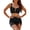 Black, variant on Women High Waisted Bikini Sets U-Wire Tummy Control Swimsuits Modest Bathing Suit Mesh Swim Skirt Split Swimsuit Set with Chest Cushion Navy