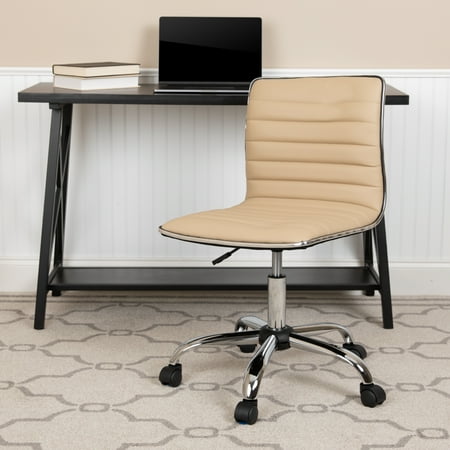 UPC: 0889142669593 | Flash Furniture Low Back Designer Armless Tan Ribbed Swivel Task Office Chair