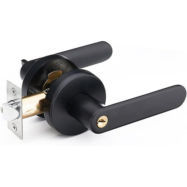 Negro, redondo, tamaño de pestillo 60/70 mm, cerradura de manija de palanca de puerta Qrity, manija de puerta de aleación de aluminio para uso en dormitorio, guardarropa, trastero y oficina