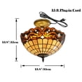 thumbnail image 6 of Kiven 13.8in Plug-in Flush Mount Ceiling Light Fixture, 3-Light Anti Glare Close to Ceiling Light with 15FT Cord, Tiffany-Style Glass Chandelier Dimmable for Bedroom Kitchen Hallway(No.3200), 6 of 7