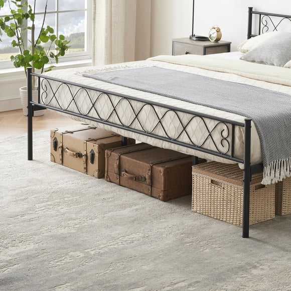 Metal Bed Frame with Headboard & Footboard – Heavy Duty Platform Bed, Strong Steel Slats, 12.2" Under Bed Storage, Noise-Free, No Box Spring Needed, Easy Assembly – Black Size: California King