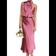 thumbnail image 1 of Vestido de Satén de Verano 2025 para Mujer, Elegante, Sin Mangas, con Cuello Alto, para Cóctel o Fiesta. Rosa Roja M, 1 of 10