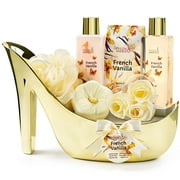 Elegant French Vanilla Bath Set Gold High Heel Shoe Luxurious Spa Gift Perfect for Gifting, Pampering, & Home Decor Luxury Body Care Mothers Day Gifts for Mom
