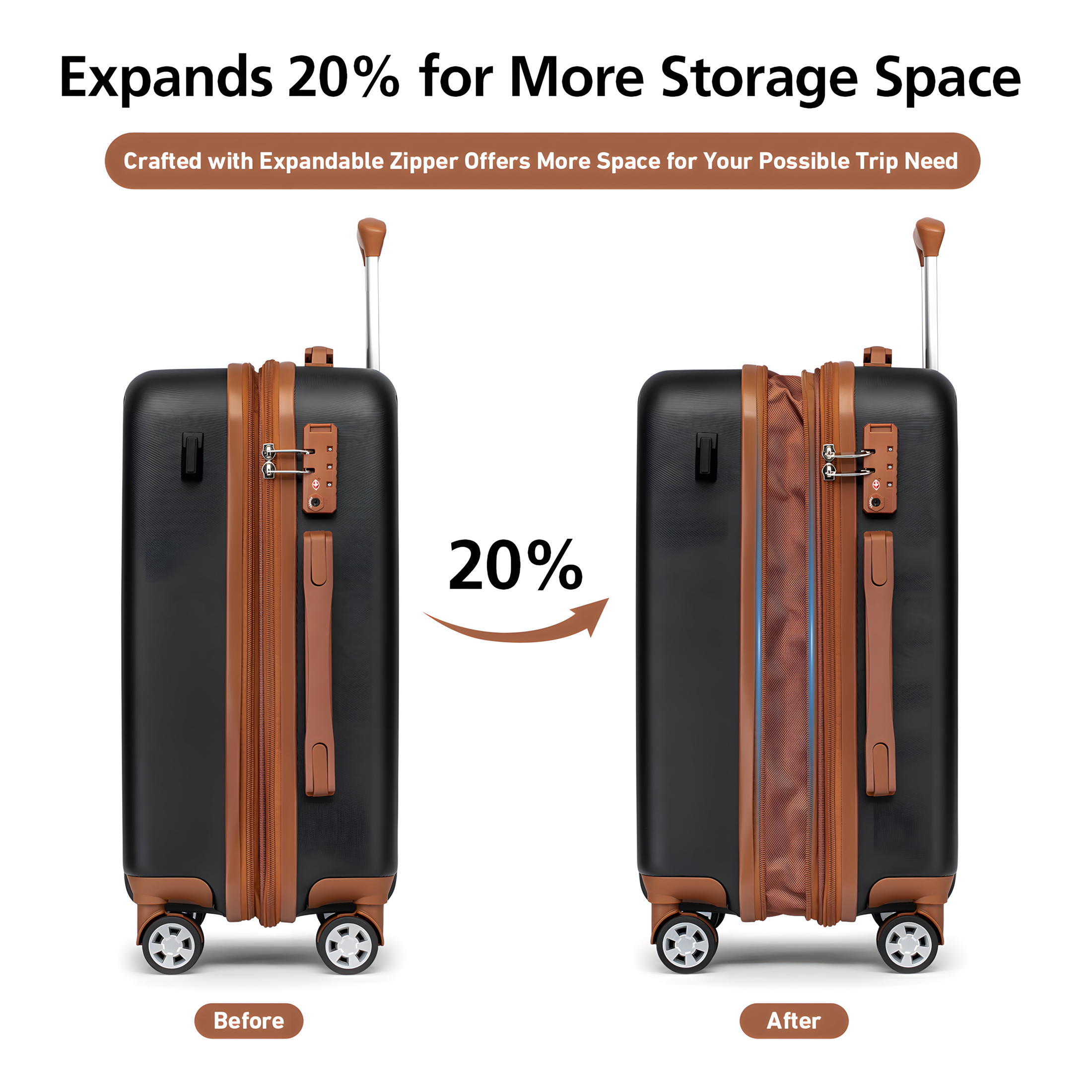 WEPLUS 5Piece Hardside Carry On Luggage Sets TSA Lock Spinner Wheels 20"24"28" Suitcase with Cup Holder