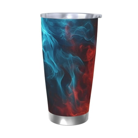 

Gukieu Red And Blue Fire Print 20OZ Car Cup Vacuum Stainless Steel Leak-proof Thermos Cup Unisex Suitable for Home Outdoor and Sports-Without Straw