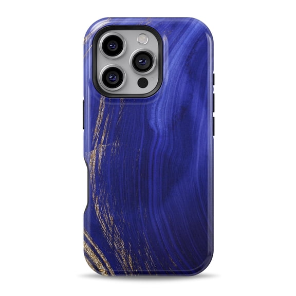 DesignSkinz Scratch-Resistant Hard Slim Case Compatible with iPhone 16 (Compatible with MagSafe) - Vivid Agate Vein Slice Blue V9