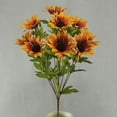 thumbnail image 2 of 1 Pc, 19 Inch Artificial Sunflower Bush w/10 Stems For Fall/Rustic Style Decorations - Orange, 2 of 5