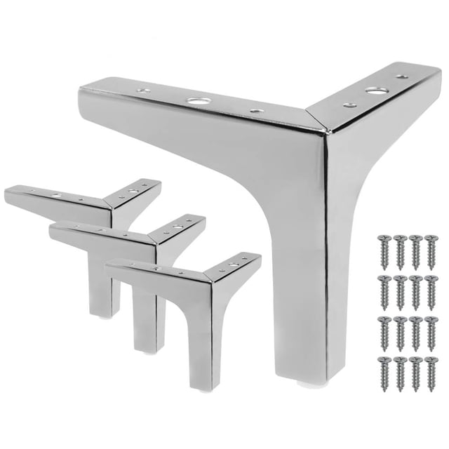 Seimneire 4 patas de muebles de 6 pulgadas, patas de sofá de estilo moderno, patas triangulares de metal cromado pulido para mesa, armario, sofá, silla