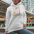thumbnail image 2 of No Rain, No Flowers, Botanical Boho Flowers Art Merch Gift, White Hooded Sweatshirt or Hoodie, Medium, 2 of 5