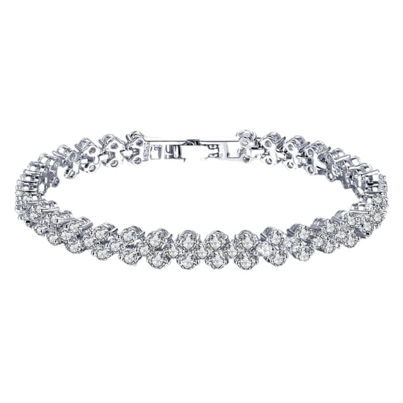 Luxury Roman Bracelet,Platinum Plated Crystal Tennis Bracelet,Women Crystal Rhinestone Jewelry Bracelets Gift