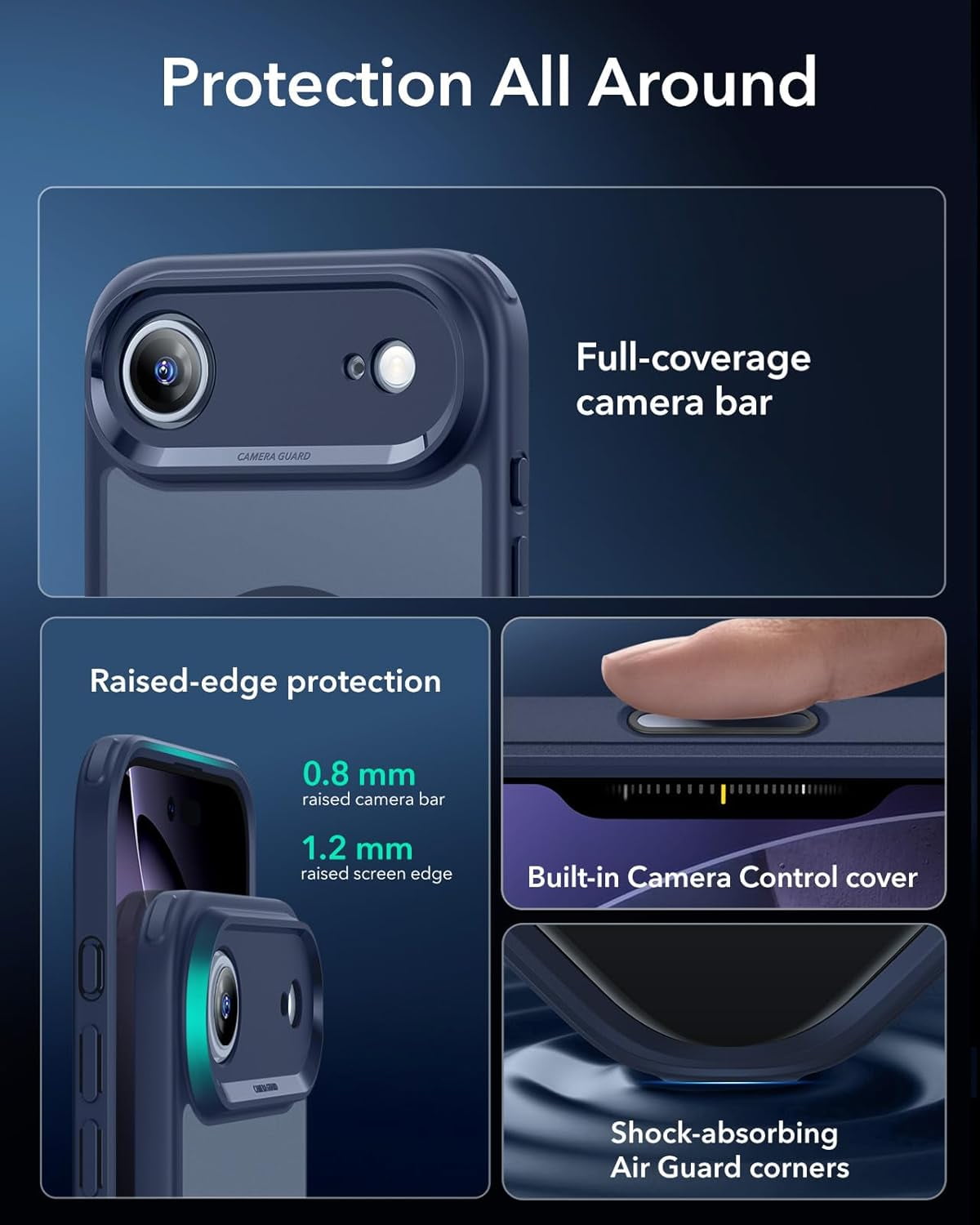 CRKMGS-for iPhone Air Case, Camera Control, Compatible with MagSafe, Shockproof Military-Grade Protection, Magnetic Phone Case for iPhone 17 Air Case, Frosted Blue