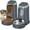 Charcoal gray(3.8L*2), variant on Automatic Cat Feeder and Water Dispenser with Stainless Steel Bowl Dog Gravity Food Feeder and Waterer for Small Medium Pets Puppy Kitten 1 Gallon x 2