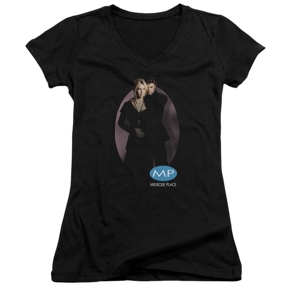 Melrose Place Kiss Junior Women's V-Neck T-Shirt Black