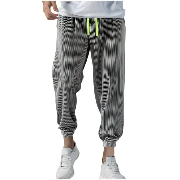 XUNKUSGA Sweatpants for Men Loose Fit Striped Print Trousers for Men Elastic Drawstring Waist Joggers Athletic Pants Lightweight Mens Sweatpants With Pockets XS-2XL