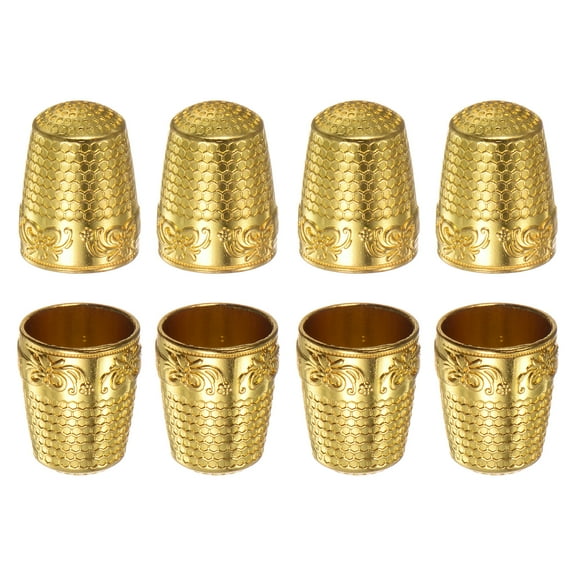 Uxcell Sewing Thimble Copper Sewing Thimble Finger Protector, Golden 8 Pack