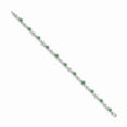 thumbnail image 2 of Real 14kt White Gold Diamond and Emerald Chain Bracelet; 7 inch; Lobster Clasp; for Adults and Teens; for Women and Men, 2 of 2