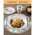 thumbnail image 3 of 13 Inch Round Placemats Set of 6, Nautical Coastal Non Slip Heat Insulation PP Table Mats, Summer Beach Shell Coral Seaweed Blue Plaid Washable Place Mats for Kitchen Dining Party Table Decor, 3 of 7