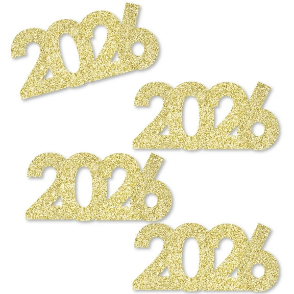 Big Dot of Happiness Gold Glitter 2026 - No-Mess Real Gold Glitter Cut-Out Numbers - New Year's Eve Party Confetti - Set of 24