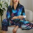 thumbnail image 6 of Pofeuu Modern Colorful Eyes Print Womens Pajamas Set Long Sleeve Sleepwear Button Down Nightwear Soft Pj Lounge Sets Button Down Pajamas Women-Medium, 6 of 7