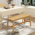 thumbnail image 2 of Costway 39.5" Bamboo Dining Bench with Handwoven Rattan Seat, Wooden Entryway Bench, 2 of 10