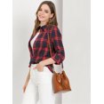 thumbnail image 3 of INSPIRE CHIC Women's Button Down Long Sleeve Collared Top Plaid Shirt, 3 of 6