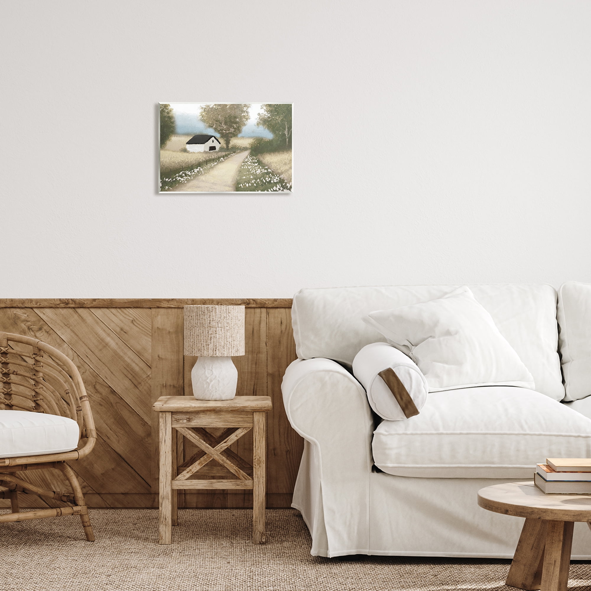 Stupell Industries Subtle Cottage Path Landscape Painting Unframed Art Print Wall Art, 15 x 10