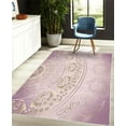 thumbnail image 4 of Mandala Decorative Rug, Vintage Cosmos Oriental Breeze Pattern Swirled Floral Leaves Art, Quality Carpet for Bedroom Dorm and Living Room, 6 Sizes, Lavender Dust, by Ambesonne, 4 of 4